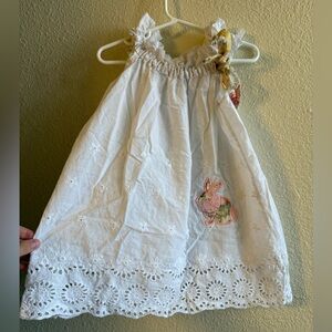 Angel White Kids Casual Dress with Pink Accents